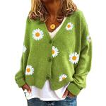 Cardigans verts à motif fleurs à manches longues Taille XL look fashion pour femme 
