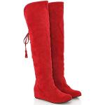Cuissardes rouges en cuir à lacets Pointure 39 look fashion pour femme 