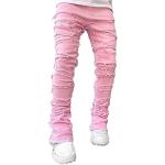 Pantalons cargo roses en denim stretch Taille S look fashion pour homme 