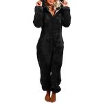 Pyjamas combinaisons d'automne noirs en flanelle Taille 3 XL look fashion pour femme 