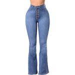 Jeans évasés bleues claires en denim stretch Taille XXL look fashion pour femme 