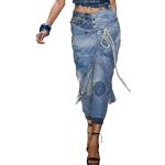 Jupes en jean longues bleues délavées maxi Taille M classiques pour femme 