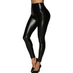 Leggings en cuir noirs en cuir synthétique stretch Taille L look sexy pour femme 