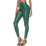 Leggings en cuir verts en cuir synthétique stretch Taille S look fashion pour femme 