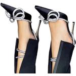 Chaussures montantes noires en caoutchouc à strass à talons aiguilles à bouts pointus Pointure 38 avec un talon de plus de 9cm look fashion pour femme 