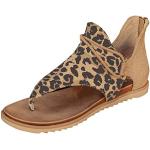 Sandales compensées à effet léopard à bouts ouverts à élastiques Pointure 42 look casual pour femme 