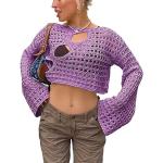 Gilets en tricot violets Taille S look streetwear pour femme 