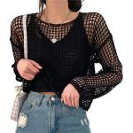 Gilets en tricot noirs Taille M look streetwear pour femme 
