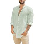 Chemises de mariage vertes en lin à manches longues Taille XL look business pour homme 