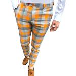 Pantalons chino de printemps jaunes à carreaux Taille XL look casual pour homme 