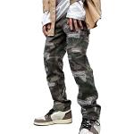 Jeans imprimés camouflage en denim délavés Taille XS look Hip Hop pour homme 