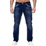 Jeans droits bleues foncé en denim stretch Taille XL look fashion pour homme 