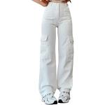 Jeans droits blancs stretch Taille XL look Hip Hop pour femme 