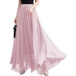 Jupes longues rose bonbon en mousseline maxi Taille XS look fashion pour femme 