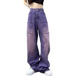 Jeans larges violets en denim Taille M rétro pour femme 