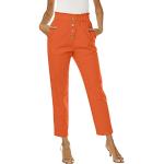 Pantalons taille haute orange en toile Taille XXL look casual pour femme 