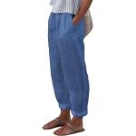 Pantalons en lin bleus Taille L look fashion pour femme 
