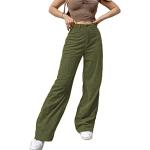 Pantalons taille haute verts en velours Taille XL look streetwear pour femme 