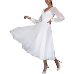 Robes de soirée longues blanches mi-longues à col en V Taille XXL look fashion pour femme 