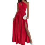Robes de bal longues rouges en velours maxi sans manches à épaules dénudées Taille M look fashion pour femme 