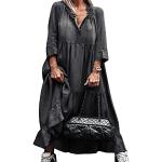 Robes de plage noires maxi à col en V Taille XXL look casual pour femme 