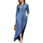 Robes de plage bleues maxi à col en V Taille XL look casual pour femme 