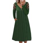 Robes de cocktail vertes à strass mi-longues à manches longues Taille XL look fashion pour femme 