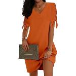 Robes courtes orange à manches courtes à col en V Taille M rétro pour femme 