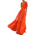 Robes longues bohèmes orange à col en V Taille S style bohème pour femme 