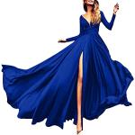 Robes de bal longues de mariage bleues en satin sans manches Taille M look fashion pour femme 