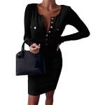 Robes de cocktail noires minis à manches longues à col rond Taille XXL petite look fashion pour femme 