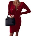 Robes de cocktail rouges minis à manches longues à col rond Taille XL petite look fashion pour femme 