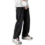 Jeans baggy noirs patchwork stretch Taille L look fashion pour homme 