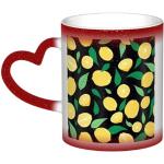 Tasses design rouges en céramique à motif citron 