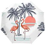 Orediy Parapluie pliant automatique motif flamant rose cocotier coupe-vent portable résistant au soleil et aux UV
