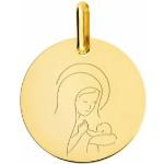 Médailles jaunes en or jaune de baptême 18 carats pour bébé 