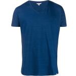 T-shirts col V Orlebar Brown bleus à manches courtes à col en V classiques pour homme 