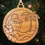 Décorations de Noël marron en bois à motif palmier 
