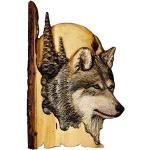 Décors muraux marron en bois à motif loups 