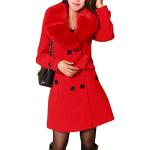 Vestes d'hiver rouges en fourrure avec col en fourrure à manches longues Taille M look fashion pour femme 
