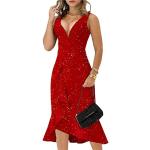Robes de cocktail rouges à paillettes maxi Taille XL look fashion pour femme 