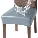 Housses de chaise grises en cuir synthétique extensibles pour enfant en promo 