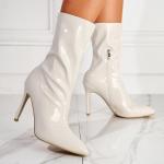 Boots Chelsea blanches en caoutchouc à bouts pointus Pointure 42 plus size look casual pour femme 