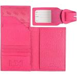 Porte-passeports roses en cuir de vache avec blocage RFID look fashion 