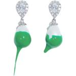 Boucles d'oreilles en perles vertes en caoutchouc à strass pour femme 