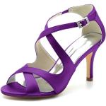 Escarpins violet foncé à bout ouvert à talons aiguilles Pointure 40 look fashion pour femme 