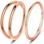 Piercings anneau en or rose en lot de 2 look fashion pour femme 