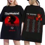 T-shirts noirs à manches courtes The Weeknd à manches courtes Taille XS look Hip Hop pour femme 