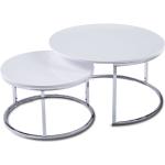 Tables basses rondes blanches en métal en lot de 2 modernes 