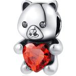 Bracelets de perles pour la Saint-Valentin rouges en argent à perles à motif ours look fashion pour enfant 
